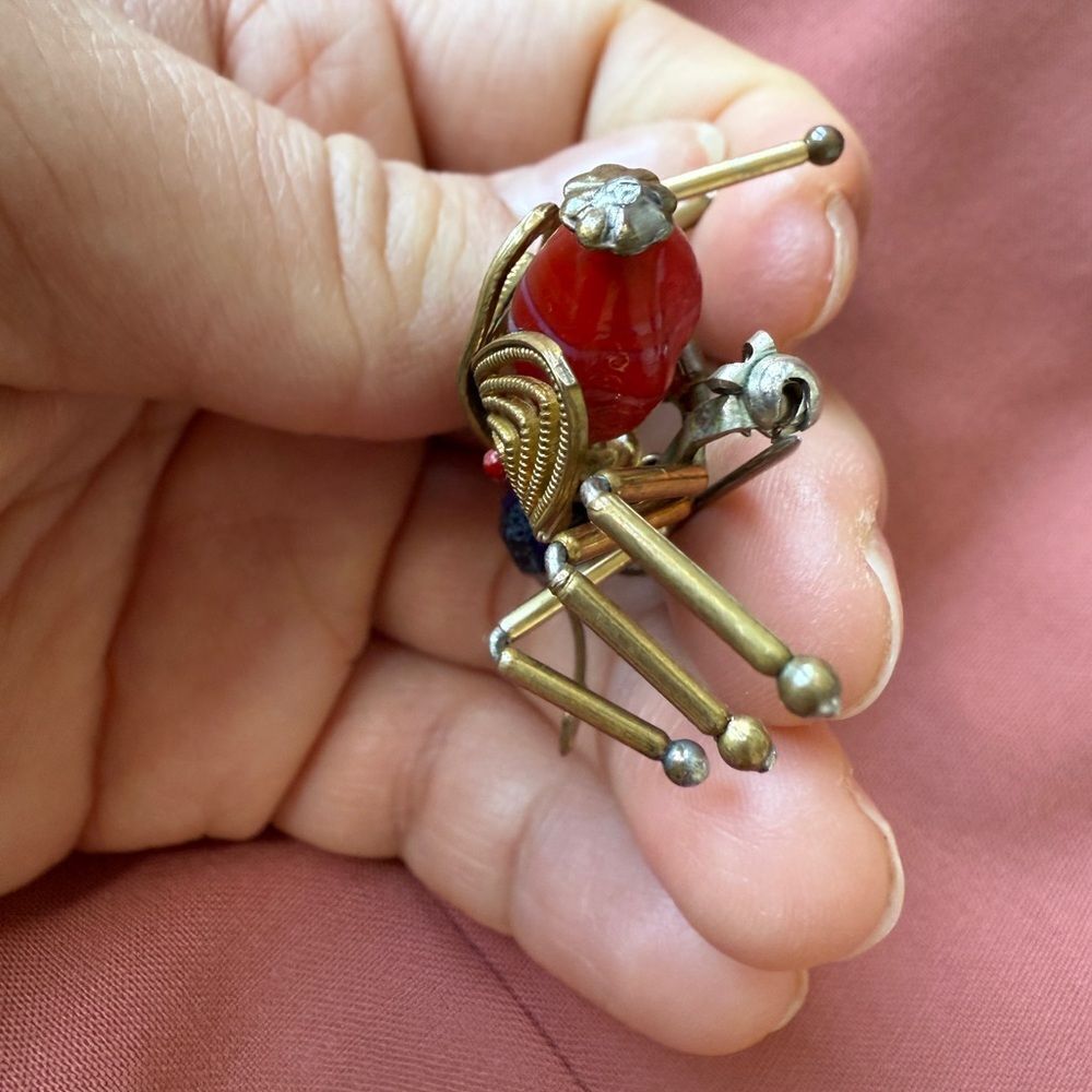 Antique 1920s Hand Crafted Folk Art Bug Brooch - Picture 6 of 6